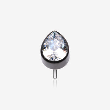 Implant Grade Titanium OneFit Threadless Blackline Teardrop Sparkle Top Part-Clear Gem
